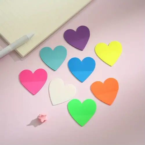 Notas Adhesivas Transparentes en forma de Corazón color variado